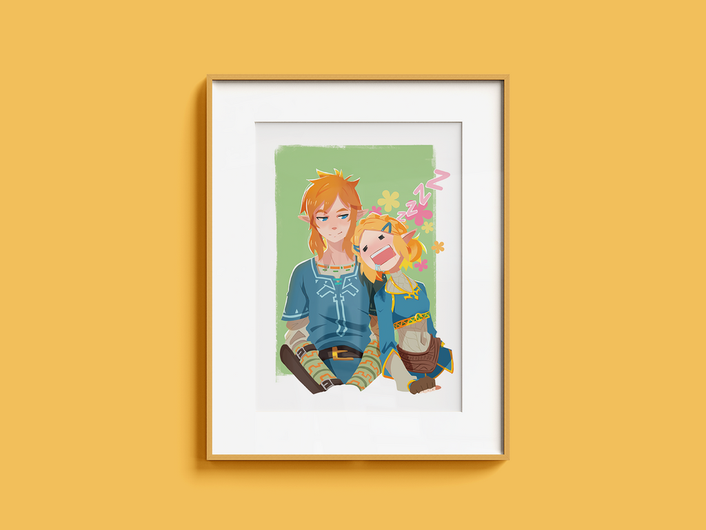 Link & Zelda Art Print | BOTW / TOTK Fan Art