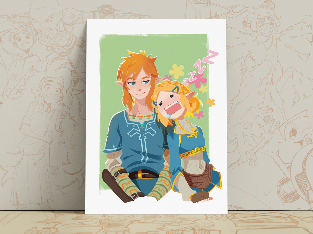 Link & Zelda Art Print | BOTW / TOTK Fan Art