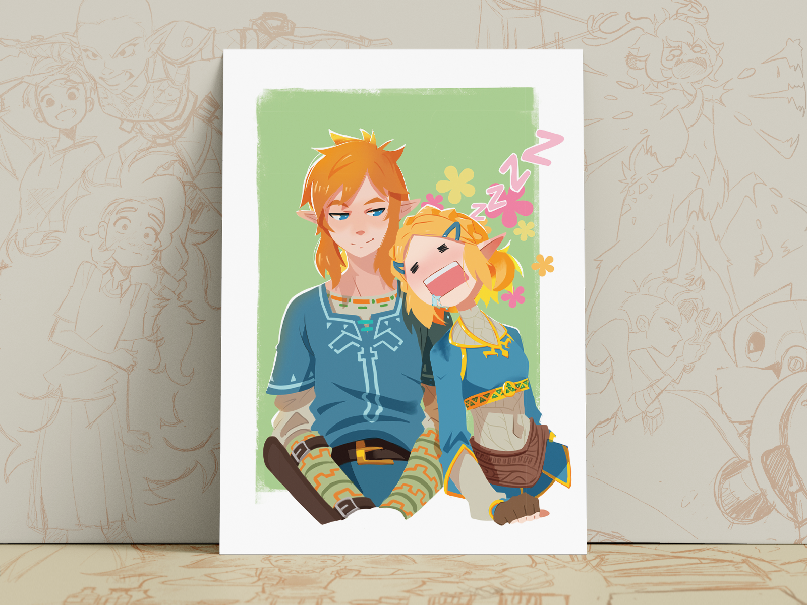 Link & Zelda Art Print | BOTW / TOTK Fan Art